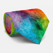Rainbow Cloud Waterverf Art Stropdas (Opgerold)