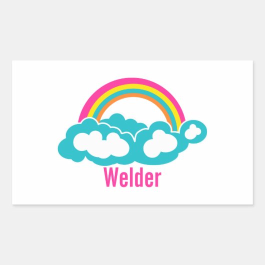 Rainbow Cloud Welder Rechthoekige Sticker (Voorkant)