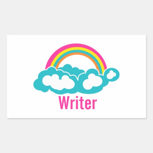 Rainbow Cloud Writer Rechthoekige Sticker (Voorkant)