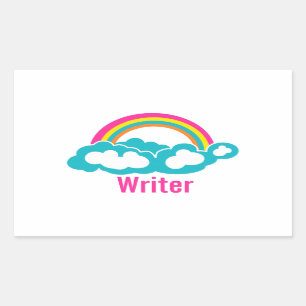 Rainbow Cloud Writer Rechthoekige Sticker