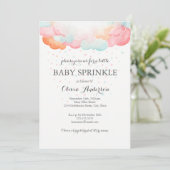 Rainbow Clouds Baby Sprinkle Invitation Kaart (Staand voorkant)