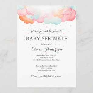 Rainbow Clouds Baby Sprinkle Invitation Kaart
