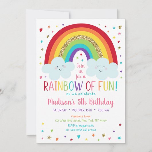 Rainbow Clouds Birthday Kaart (Voorkant)