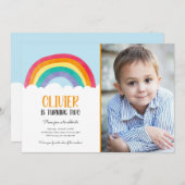 Rainbow Clouds Blue Boy Colors Birthday Uitnodigin Kaart (Voorkant / Achterkant)