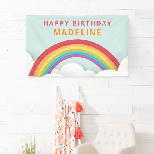 Rainbow Clouds Blue Sky Birthday Spandoek (Insitu)
