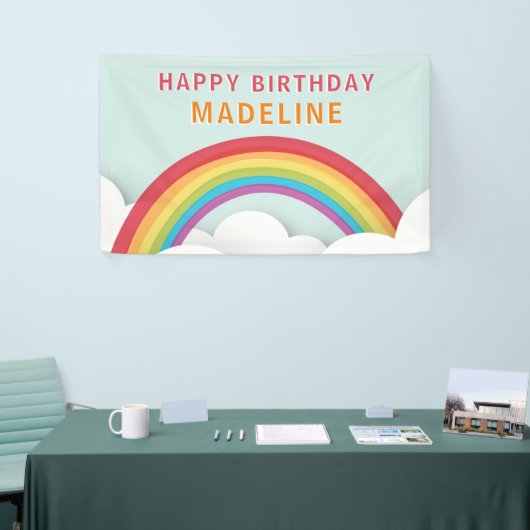 Rainbow Clouds Blue Sky Birthday Spandoek (Beurs)