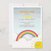 Rainbow Clouds Blue Sky Sunshine Verjaardagsfeest Kaart (Voorkant)