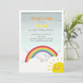 Rainbow Clouds Blue Sky Sunshine Verjaardagsfeest Kaart (Staand voorkant)
