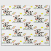 Rainbow Clouds Butterfly Wrapping Paper Cow Cadeaupapier (Vlak)