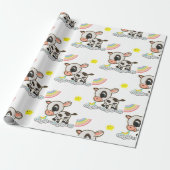 Rainbow Clouds Butterfly Wrapping Paper Cow Cadeaupapier (Uitgerold)