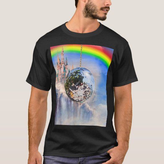 Rainbow Clouds Disco Ball T-shirt (Voorkant)