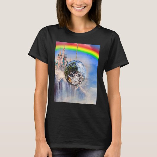Rainbow Clouds Disco Ball T-shirt (Voorkant)