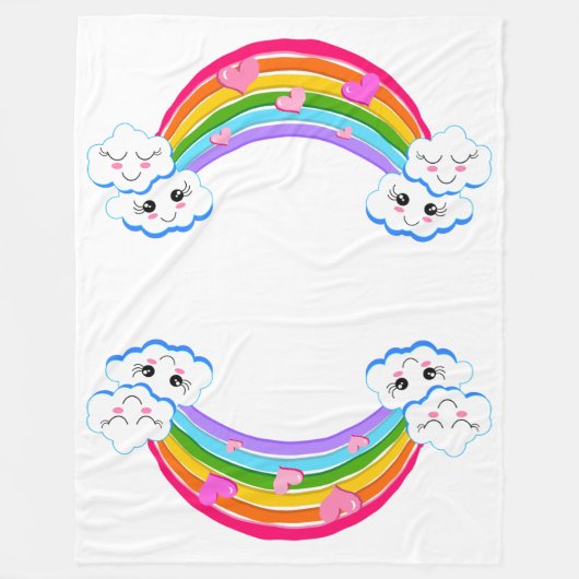 Rainbow Clouds Fleece Blanket (Voorkant)