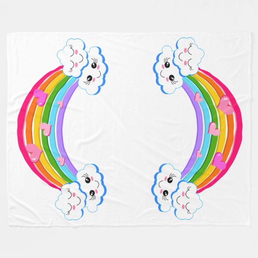 Rainbow Clouds Fleece Blanket (Voorkant (Horizontaal))