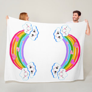 Rainbow Clouds Fleece Blanket Deken