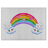 Rainbow Clouds Glass Cutting Board Snijplank (Voorkant)