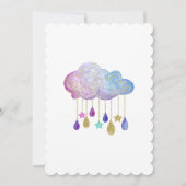 Rainbow Clouds & Gold Stars Baby shower Invitation Kaart (Achterkant)
