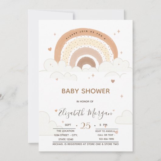 Rainbow Clouds Hearts Baby shower Kaart (Voorkant)