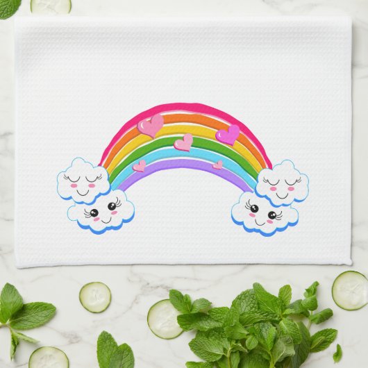 Rainbow Clouds Kitchen Towel Theedoek (Gevouwen)
