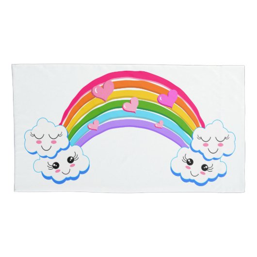 Rainbow Clouds Pillowcases Kussensloop (Achterkant-Rechts)