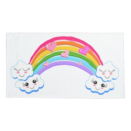 Rainbow Clouds Pillowcases Kussensloop (Achterkant-Links)