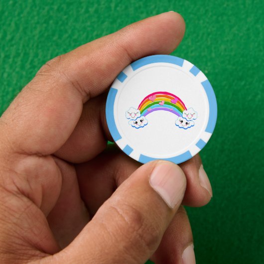 Rainbow Clouds Poker Chips (Hand)