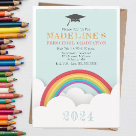 Rainbow Clouds Preschool Kinder Afstuderen Kaart