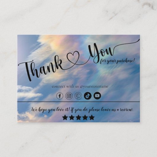 Rainbow Clouds Professioneel Bedankt Kaarten Visitekaartje (Voorkant)