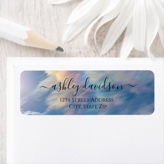 Rainbow Clouds Return-adreslabel Etiket (Insitu)