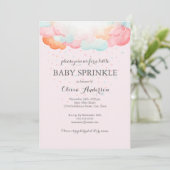 Rainbow Clouds Roze Baby Sprinkle Uitnodiging (Staand voorkant)