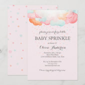 Rainbow Clouds Roze Baby Sprinkle Uitnodiging (Voorkant / Achterkant)