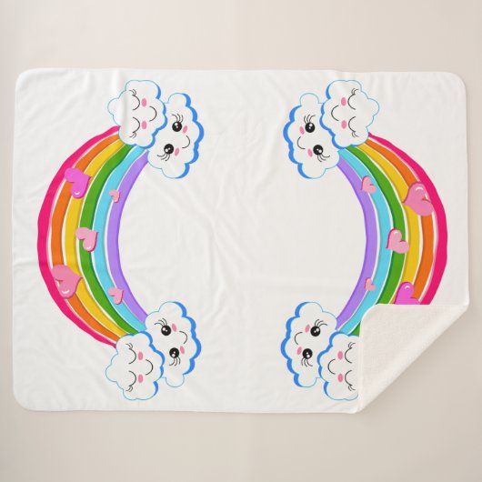 Rainbow Clouds Sherpa Blanket Sherpa Deken (Voorkant (horizontaal))