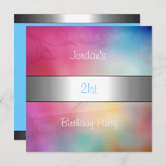 Rainbow Clouds Silver Trim 21e verjaardag Kaart (Voorkant / Achterkant)