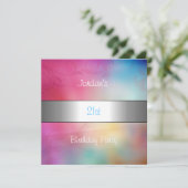 Rainbow Clouds Silver Trim 21e verjaardag Kaart (Staand voorkant)