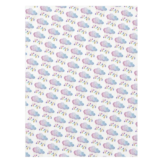 Rainbow Clouds Stars Gold Glitter Baby shower Scha Tafelkleed (Voorkant)
