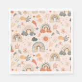 Rainbow Clouds Sun Pattern, Earth Tones Servet (Voorkant)