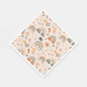 Rainbow Clouds Sun Pattern, Earth Tones Servet (Hoek)