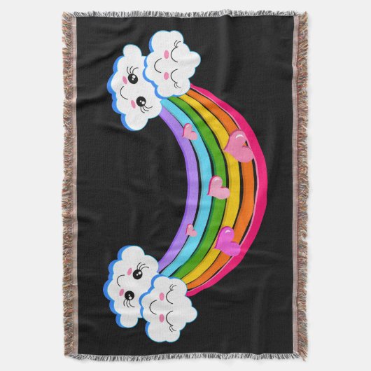 Rainbow Clouds Throw Deken (Voorkant Verticaal)