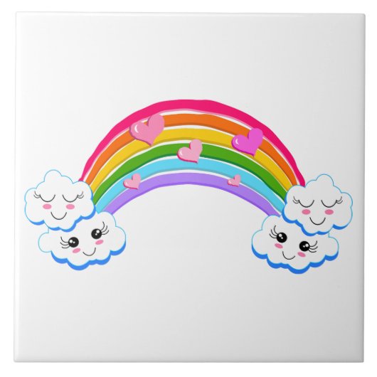 Rainbow Clouds Tile Tegeltje (Voorkant)