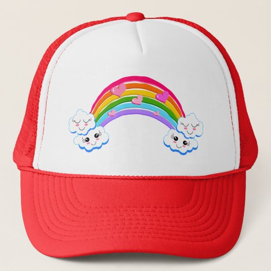 Rainbow Clouds Trucker Hat Pet (Voorkant)