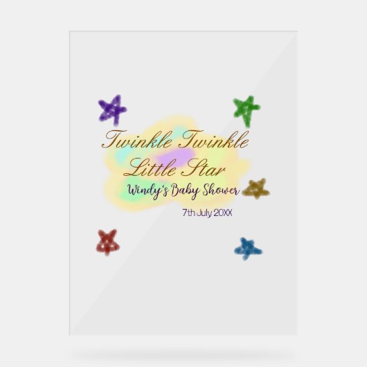 Rainbow clouds twinkle Twinkle Little Star baby Acryl Bord (Voorkant)
