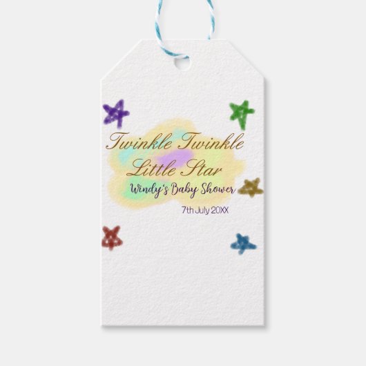 Rainbow clouds twinkle Twinkle Little Star baby Cadeaulabel (Voorkant)