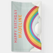Rainbow Clouds Waterverf Sky Birthday Spandoek (Verticaal)