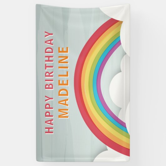 Rainbow Clouds Waterverf Sky Birthday Spandoek (Verticaal)