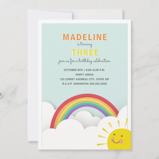 Rainbow Clouds Waterverf Sky Sunshine Verjaardag Kaart (Voorkant)