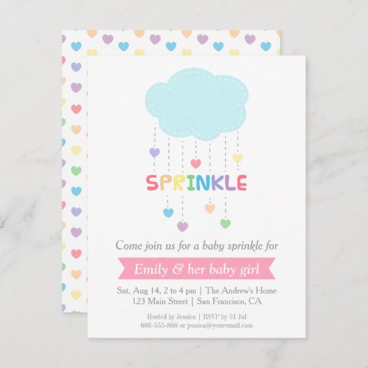 Rainbow Color Cloud Harten Baby sprinkhals Kaart (Voorkant / Achterkant)