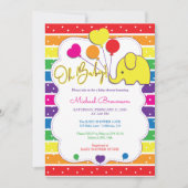 Rainbow Color Elephant Oh Baby shower Kaart (Voorkant)