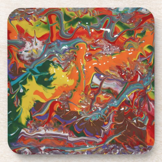 Rainbow Color Flow Paint Art Bier Onderzetter (Voorkant)