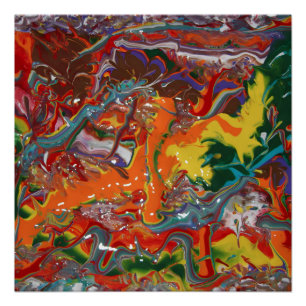 Rainbow Color Flow Paint Art Perfect Poster