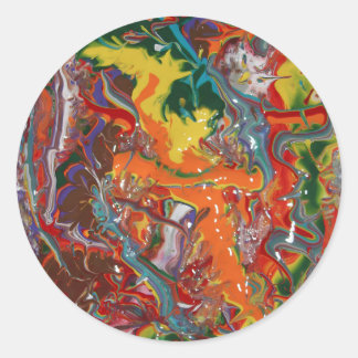 Rainbow Color Flow Paint Art Ronde Sticker
